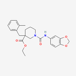 molecular formula C24H28N2O5 B5974286 ethyl 1-[(1,3-benzodioxol-5-ylamino)carbonyl]-3-(2-methylbenzyl)-3-piperidinecarboxylate 