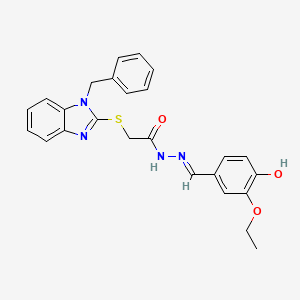 molecular formula C25H24N4O3S B5974294 2-[(1-benzyl-1H-benzimidazol-2-yl)thio]-N'-(3-ethoxy-4-hydroxybenzylidene)acetohydrazide 