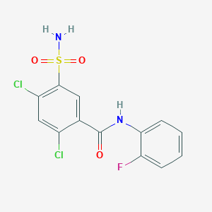 molecular formula C13H9Cl2FN2O3S B5974311 5-(aminosulfonyl)-2,4-dichloro-N-(2-fluorophenyl)benzamide 
