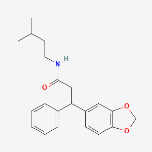 molecular formula C21H25NO3 B5974333 3-(1,3-benzodioxol-5-yl)-N-(3-methylbutyl)-3-phenylpropanamide 