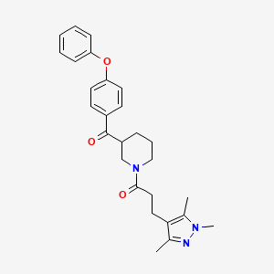 molecular formula C27H31N3O3 B5974344 (4-phenoxyphenyl){1-[3-(1,3,5-trimethyl-1H-pyrazol-4-yl)propanoyl]-3-piperidinyl}methanone 