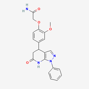 molecular formula C21H20N4O4 B5974348 2-[2-methoxy-4-(6-oxo-1-phenyl-4,5,6,7-tetrahydro-1H-pyrazolo[3,4-b]pyridin-4-yl)phenoxy]acetamide 