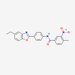 molecular formula C23H19N3O4 B5974353 N-[4-(5-ethyl-1,3-benzoxazol-2-yl)phenyl]-4-methyl-3-nitrobenzamide 
