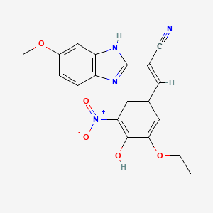 molecular formula C19H16N4O5 B5974384 3-(3-ethoxy-4-hydroxy-5-nitrophenyl)-2-(5-methoxy-1H-benzimidazol-2-yl)acrylonitrile 