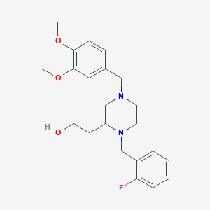 molecular formula C22H29FN2O3 B5974395 2-[4-(3,4-dimethoxybenzyl)-1-(2-fluorobenzyl)-2-piperazinyl]ethanol 