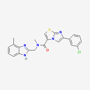 molecular formula C22H18ClN5OS B5974409 6-(3-chlorophenyl)-N-methyl-N-[(7-methyl-1H-benzimidazol-2-yl)methyl]imidazo[2,1-b][1,3]thiazole-3-carboxamide 
