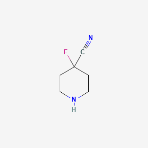 molecular formula C6H9FN2 B597441 4-Fluoropiperidine-4-carbonitrile CAS No. 1263281-75-9