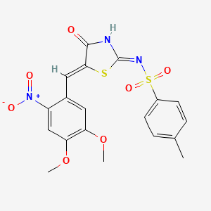 molecular formula C19H17N3O7S2 B5974450 N-[5-(4,5-dimethoxy-2-nitrobenzylidene)-4-oxo-1,3-thiazolidin-2-ylidene]-4-methylbenzenesulfonamide 