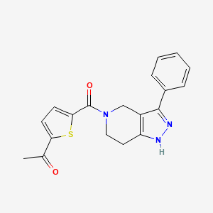 molecular formula C19H17N3O2S B5974458 1-{5-[(3-phenyl-1,4,6,7-tetrahydro-5H-pyrazolo[4,3-c]pyridin-5-yl)carbonyl]-2-thienyl}ethanone 