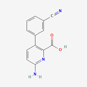 molecular formula C13H9N3O2 B597447 6-Amino-3-(3-cyanophenyl)picolinic acid CAS No. 1258632-39-1