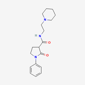 molecular formula C18H25N3O2 B5974484 2-oxo-1-phenyl-N-[2-(1-piperidinyl)ethyl]-3-pyrrolidinecarboxamide 