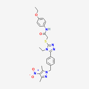 molecular formula C26H29N7O4S B5974509 2-[(5-{4-[(3,5-dimethyl-4-nitro-1H-pyrazol-1-yl)methyl]phenyl}-4-ethyl-4H-1,2,4-triazol-3-yl)thio]-N-(4-ethoxyphenyl)acetamide 