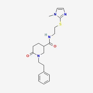 molecular formula C20H26N4O2S B5974514 N-{2-[(1-methyl-1H-imidazol-2-yl)thio]ethyl}-6-oxo-1-(2-phenylethyl)-3-piperidinecarboxamide 