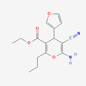 molecular formula C16H18N2O4 B5974519 ethyl 6-amino-5-cyano-4-(3-furyl)-2-propyl-4H-pyran-3-carboxylate 