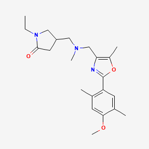 molecular formula C22H31N3O3 B5974522 1-ethyl-4-{[{[2-(4-methoxy-2,5-dimethylphenyl)-5-methyl-1,3-oxazol-4-yl]methyl}(methyl)amino]methyl}-2-pyrrolidinone 