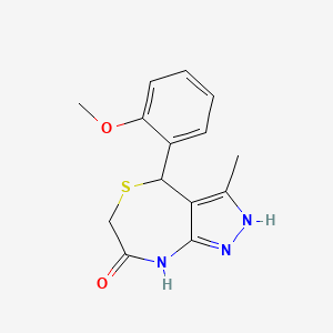 molecular formula C14H15N3O2S B5974535 4-(2-methoxyphenyl)-3-methyl-4,8-dihydro-1H-pyrazolo[3,4-e][1,4]thiazepin-7(6H)-one 