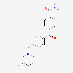 molecular formula C20H29N3O2 B5974554 1-{4-[(3-methyl-1-piperidinyl)methyl]benzoyl}-4-piperidinecarboxamide 