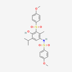 molecular formula C24H27NO7S2 B5974572 N-{4-hydroxy-5-isopropyl-3-[(4-methoxyphenyl)sulfonyl]-2-methylphenyl}-4-methoxybenzenesulfonamide 