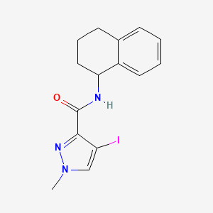 molecular formula C15H16IN3O B5974592 4-iodo-1-methyl-N-(1,2,3,4-tetrahydro-1-naphthalenyl)-1H-pyrazole-3-carboxamide 