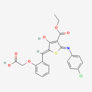 molecular formula C22H18ClNO6S B5974621 (2-{[5-[(4-chlorophenyl)amino]-4-(ethoxycarbonyl)-3-oxo-2(3H)-thienylidene]methyl}phenoxy)acetic acid 