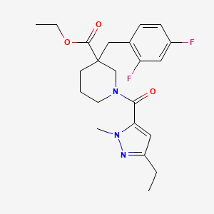 ethyl 3-(2,4-difluorobenzyl)-1-[(3-ethyl-1-methyl-1H-pyrazol-5-yl)carbonyl]-3-piperidinecarboxylate