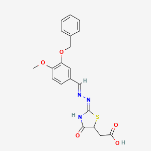 molecular formula C20H19N3O5S B5974646 (2-{[3-(benzyloxy)-4-methoxybenzylidene]hydrazono}-4-oxo-1,3-thiazolidin-5-yl)acetic acid 