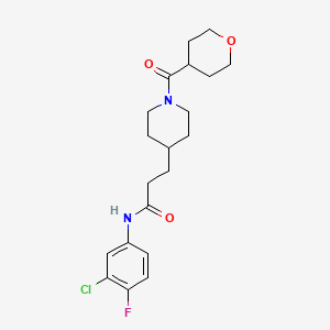molecular formula C20H26ClFN2O3 B5974670 N-(3-chloro-4-fluorophenyl)-3-[1-(tetrahydro-2H-pyran-4-ylcarbonyl)-4-piperidinyl]propanamide 