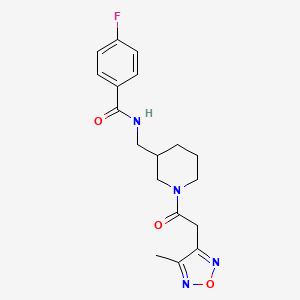 molecular formula C18H21FN4O3 B5974682 4-fluoro-N-({1-[(4-methyl-1,2,5-oxadiazol-3-yl)acetyl]-3-piperidinyl}methyl)benzamide 