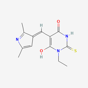 molecular formula C13H15N3O2S B5974705 5-[(2,5-dimethyl-1H-pyrrol-3-yl)methylene]-1-ethyl-2-thioxodihydro-4,6(1H,5H)-pyrimidinedione 