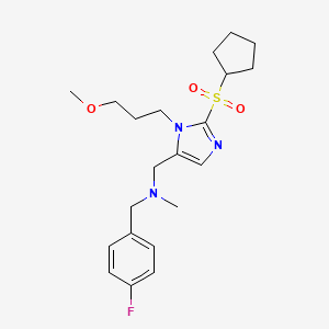 molecular formula C21H30FN3O3S B5974717 1-[2-(cyclopentylsulfonyl)-1-(3-methoxypropyl)-1H-imidazol-5-yl]-N-(4-fluorobenzyl)-N-methylmethanamine 