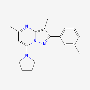molecular formula C19H22N4 B5974743 3,5-dimethyl-2-(3-methylphenyl)-7-(1-pyrrolidinyl)pyrazolo[1,5-a]pyrimidine 