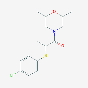 molecular formula C15H20ClNO2S B5974749 4-{2-[(4-chlorophenyl)thio]propanoyl}-2,6-dimethylmorpholine 