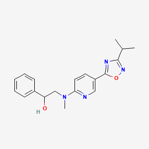 molecular formula C19H22N4O2 B5974774 2-[[5-(3-isopropyl-1,2,4-oxadiazol-5-yl)-2-pyridinyl](methyl)amino]-1-phenylethanol 