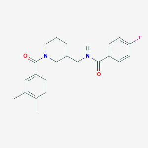 molecular formula C22H25FN2O2 B5974801 N-{[1-(3,4-dimethylbenzoyl)-3-piperidinyl]methyl}-4-fluorobenzamide 
