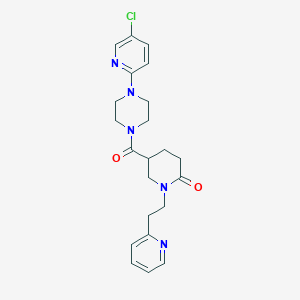 molecular formula C22H26ClN5O2 B5974816 5-{[4-(5-chloro-2-pyridinyl)-1-piperazinyl]carbonyl}-1-[2-(2-pyridinyl)ethyl]-2-piperidinone 