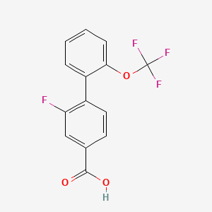 molecular formula C14H8F4O3 B597489 3-Fluoro-4-[2-(trifluoromethoxy)phenyl]benzoic acid CAS No. 1261591-90-5