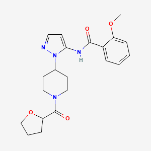 molecular formula C21H26N4O4 B5974897 2-methoxy-N-{1-[1-(tetrahydro-2-furanylcarbonyl)-4-piperidinyl]-1H-pyrazol-5-yl}benzamide 