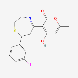 molecular formula C17H16INO3S B5974947 4-hydroxy-3-[7-(3-iodophenyl)-2,3,6,7-tetrahydro-1,4-thiazepin-5-yl]-6-methyl-2H-pyran-2-one 
