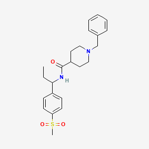 molecular formula C23H30N2O3S B5974959 1-benzyl-N-{1-[4-(methylsulfonyl)phenyl]propyl}-4-piperidinecarboxamide 