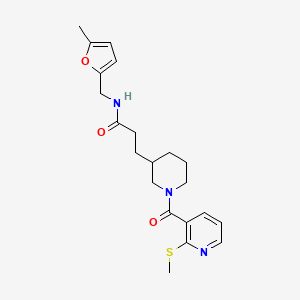 molecular formula C21H27N3O3S B5974981 N-[(5-methyl-2-furyl)methyl]-3-(1-{[2-(methylthio)-3-pyridinyl]carbonyl}-3-piperidinyl)propanamide 