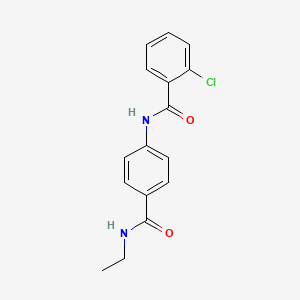 molecular formula C16H15ClN2O2 B5974992 2-chloro-N-{4-[(ethylamino)carbonyl]phenyl}benzamide 