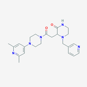 molecular formula C23H30N6O2 B5975026 3-{2-[4-(2,6-dimethyl-4-pyridinyl)-1-piperazinyl]-2-oxoethyl}-4-(3-pyridinylmethyl)-2-piperazinone 