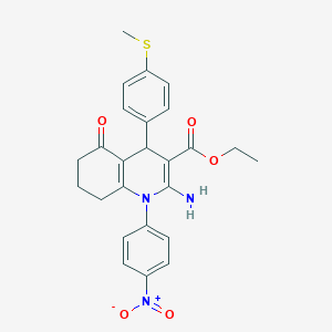 molecular formula C25H25N3O5S B5975052 ethyl 2-amino-4-[4-(methylthio)phenyl]-1-(4-nitrophenyl)-5-oxo-1,4,5,6,7,8-hexahydroquinoline-3-carboxylate 
