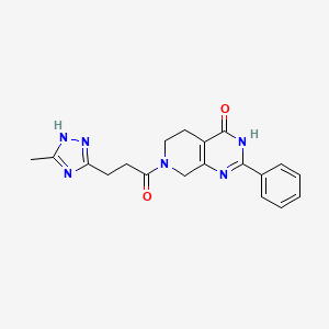 molecular formula C19H20N6O2 B5975061 7-[3-(5-methyl-1H-1,2,4-triazol-3-yl)propanoyl]-2-phenyl-5,6,7,8-tetrahydropyrido[3,4-d]pyrimidin-4(3H)-one 