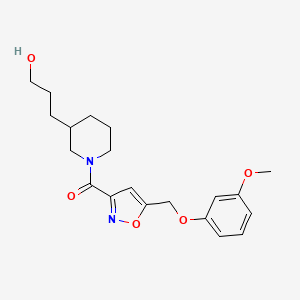 molecular formula C20H26N2O5 B5975064 3-[1-({5-[(3-methoxyphenoxy)methyl]-3-isoxazolyl}carbonyl)-3-piperidinyl]-1-propanol 