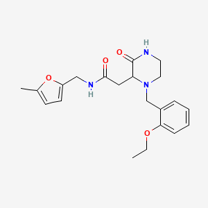 molecular formula C21H27N3O4 B5975086 2-[1-(2-ethoxybenzyl)-3-oxo-2-piperazinyl]-N-[(5-methyl-2-furyl)methyl]acetamide 