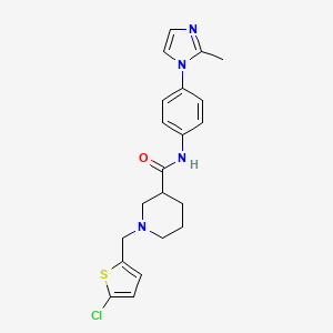molecular formula C21H23ClN4OS B5975088 1-[(5-chloro-2-thienyl)methyl]-N-[4-(2-methyl-1H-imidazol-1-yl)phenyl]-3-piperidinecarboxamide 