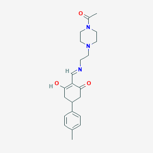 molecular formula C22H29N3O3 B5975114 2-({[2-(4-acetyl-1-piperazinyl)ethyl]amino}methylene)-5-(4-methylphenyl)-1,3-cyclohexanedione 