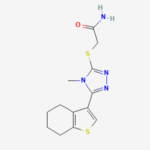 molecular formula C13H16N4OS2 B5975137 2-{[4-methyl-5-(4,5,6,7-tetrahydro-1-benzothien-3-yl)-4H-1,2,4-triazol-3-yl]thio}acetamide 