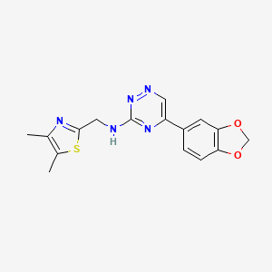 molecular formula C16H15N5O2S B5975148 5-(1,3-benzodioxol-5-yl)-N-[(4,5-dimethyl-1,3-thiazol-2-yl)methyl]-1,2,4-triazin-3-amine 